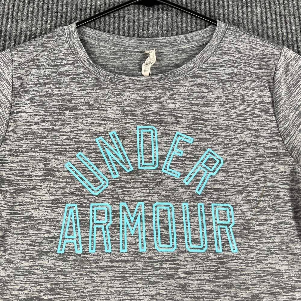 Under Armour‎ Shirt Womens Small Gray Short Sleeve Loose Fit Heat Gear Active